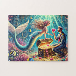 Meerjungfrau und Matrose Romantischer Unterwasser- Puzzle