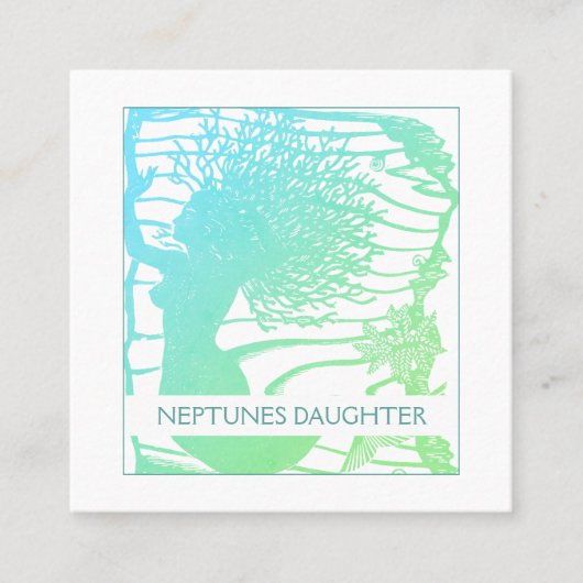 Meerjungfrau und Meereswellen Quadratische Visitenkarte (Vorderseite)