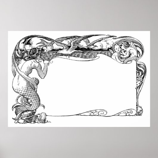 Meerjungfrau und Möwen Poster (Vorne)