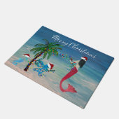 Meerjungfrau und Oktopus Weihnachtslieder am Küste Fußmatte (Schrägansicht)