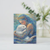 Meerjungfrau und Otter Postkarte (Stehend Vorderseite)