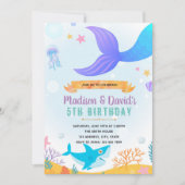 Meerjungfrau und Party Einladung von Haien (Vorderseite)