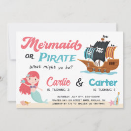 Meerjungfrau und Pirate Gemeinsame Geburtstagspart Einladung