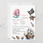 Meerjungfrau und Pirate, Wasserfarbgeburtstag Einl Einladung (Vorderseite)