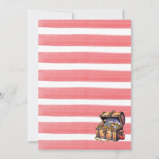 Meerjungfrau und Pirate, Wasserfarbgeburtstag Einl Einladung (Rückseite)