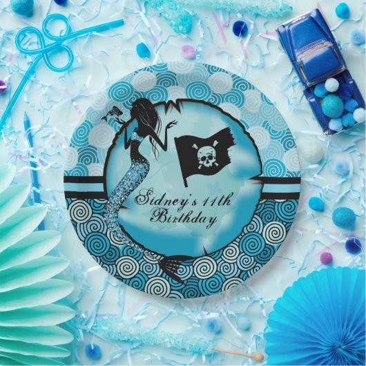 Meerjungfrau-und Piraten-Geburtstag Pappteller (Party)