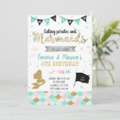 Meerjungfrau- und Piraten-Party Einladung (Stehend Vorderseite)