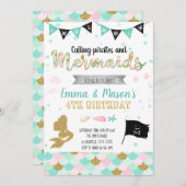 Meerjungfrau- und Piraten-Party Einladung (Vorne/Hinten)