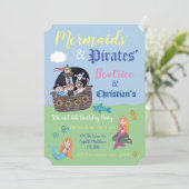 Meerjungfrau und Piraten-Party Einladungen (Stehend Vorderseite)