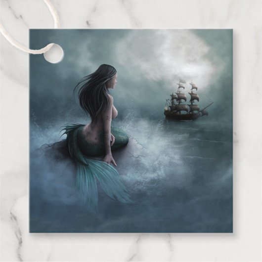 Meerjungfrau und Piratenschiff Geschenkanhänger (Vorderseite)