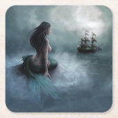 Meerjungfrau und Piratenschiff Rechteckiger Pappuntersetzer (Vorderseite)