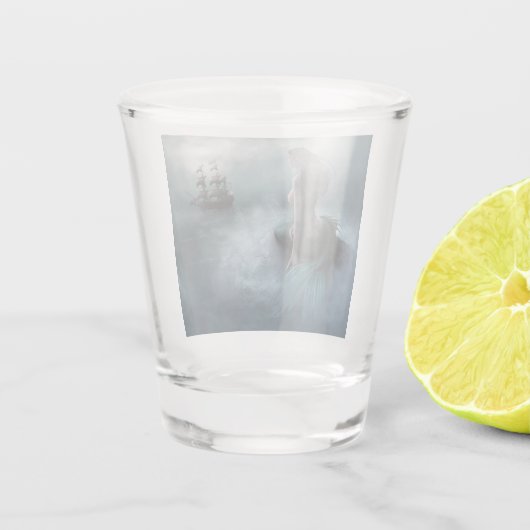 Meerjungfrau und Piratenschiff Schnapsglas (Rückseite)