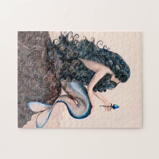 Meerjungfrau und Rose Fantasy Mythos Puzzle (Horizontal)