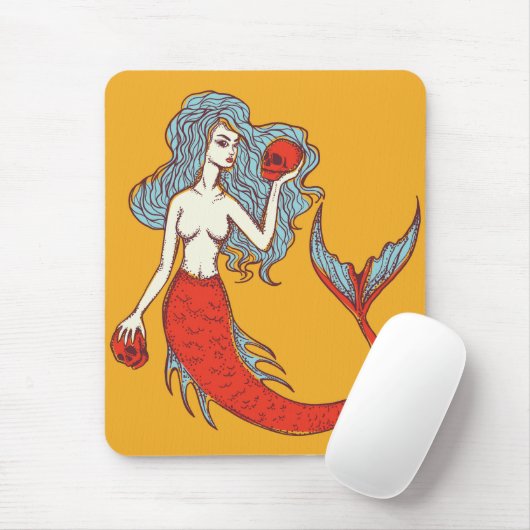 Meerjungfrau und Schädel Mousepad (Mit Mouse)