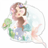 Meerjungfrau und Schildkröte Aufkleber (Vorderseite)