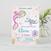 Meerjungfrau und Schildkröte Einladung (Stehend Vorderseite)