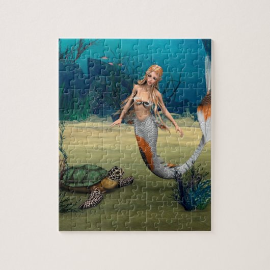 Meerjungfrau und Schildkröte Puzzle (Vertikal)