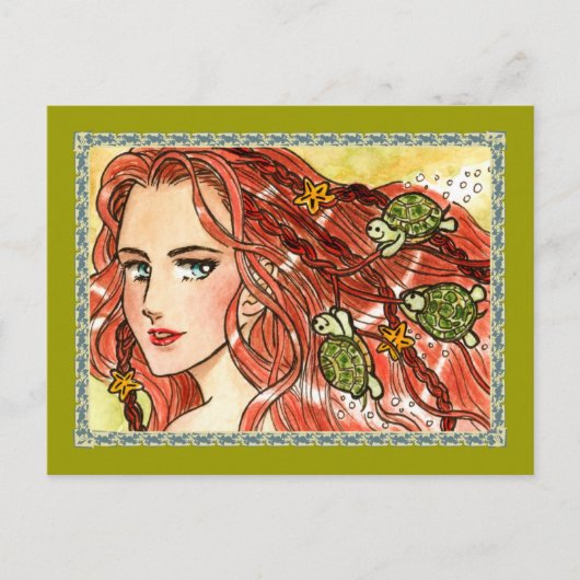 Meerjungfrau und Schildkröten Postkarte (Vorderseite)