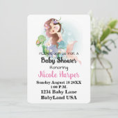 Meerjungfrau und Schildkrötendusche Einladung (Stehend Vorderseite)