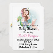 Meerjungfrau und Schildkrötendusche Einladung (Vorne/Hinten)