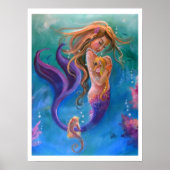 Meerjungfrau und Seepferd, farbenfroh Poster (Vorne)