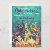 Meerjungfrau und Seepferd unter dem Meer Quinceñer Einladung (Vorderseite)