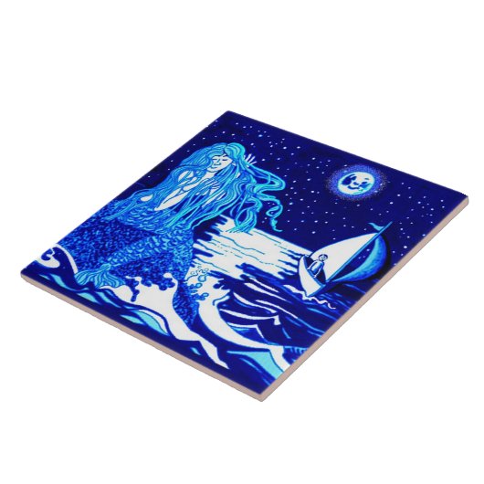 Meerjungfrau und Segler Fliese (Seite)