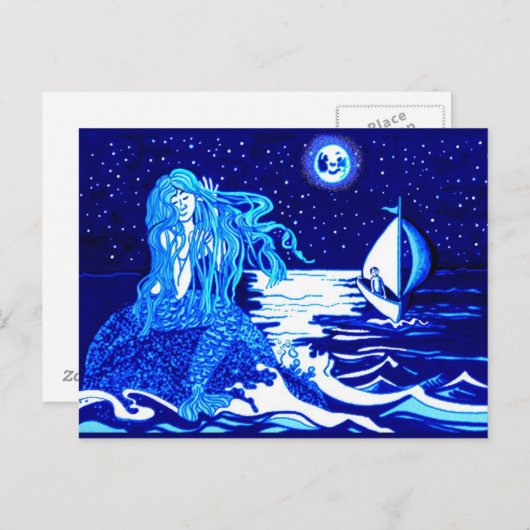 Meerjungfrau und Segler Postkarte (Vorne/Hinten)