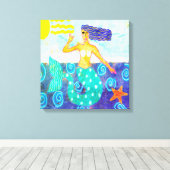 Meerjungfrau und Starfish Abstrakte Kunst Leinwanddruck (Insitu (Holzboden))