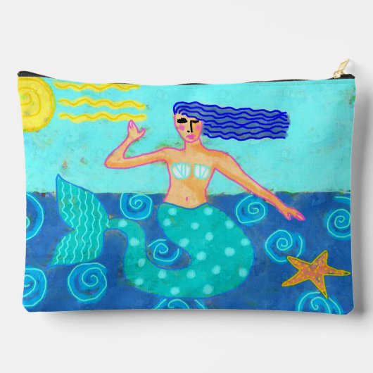 Meerjungfrau und Starfish Abstrakte Kunst Zubehörtasche (Rückseite)