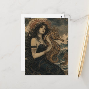 Meerjungfrau und Steampunk-Seepferdchen Postkarte