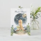 Meerjungfrau und Vollmond Beach Brautparty Einladung (Stehend Vorderseite)