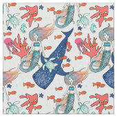 Meerjungfrau und Walhai Stoff (Nahaufnahme)