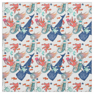 Meerjungfrau und Walhai Stoff