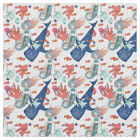 Meerjungfrau und Walhai Stoff (Muster)