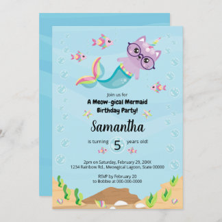 Meerjungfrau Unicorn unter der Geburtstagspartei d Einladung