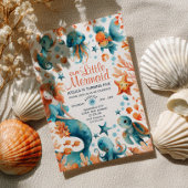 Meerjungfrau unter dem Cartoon Mädchen Geburtstag Einladung