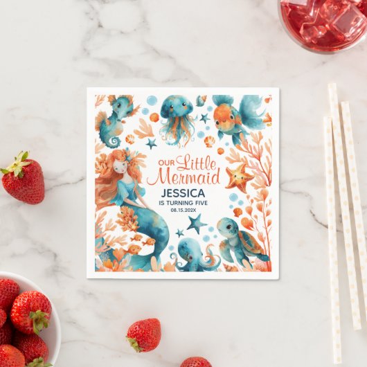 Meerjungfrau unter dem Meer Feierliche Mädchen Kin Serviette (Beispiel)