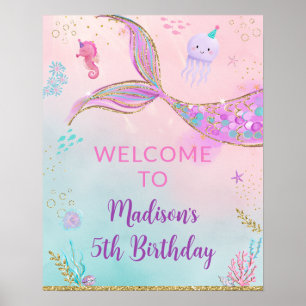 Meerjungfrau unter dem Meer Geburtstag Willkommen Poster