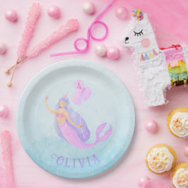 Meerjungfrau unter dem Meer Geburtstagsmädchen bla Pappteller