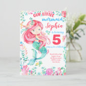 Meerjungfrau unter dem Meer Girl Ocean Sommer Gebu Einladung (Stehend Vorderseite)