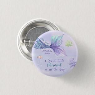 Meerjungfrau Unter dem Meer Mädchen Baby Shower Button