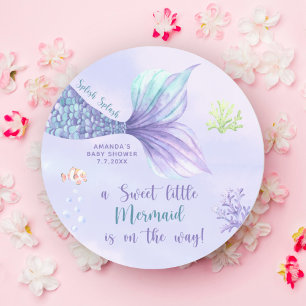 Meerjungfrau Unter dem Meer Mädchen Baby Shower Runder Aufkleber