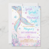 Meerjungfrau unter dem Meer Mädchen Geburtstag Einladung (Vorderseite)