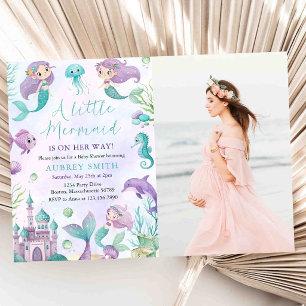 Meerjungfrau Unter Dem Meer Ozean Baby Shower Foto Einladung