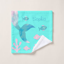 Meerjungfrau unter dem Meer Pastell Rosa Blau Aqua Badhandtuch Set