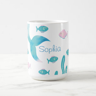 Meerjungfrau unter dem Meer Pastell Rosa Blau Kaffeetasse