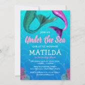 Meerjungfrau unter dem Meeresbecken Geburtstag Einladung (Vorderseite)