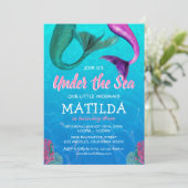 Meerjungfrau unter dem Meeresbecken Geburtstag Einladung (Stehend Vorderseite)
