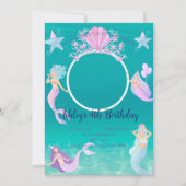 Meerjungfrau unter dem Meeresfarben Kinder Party Einladung (Vorderseite)